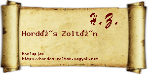 Hordós Zoltán névjegykártya